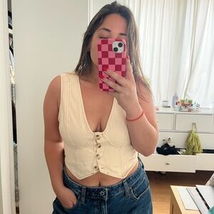 Cream Sleeveless Bustier Tank Top